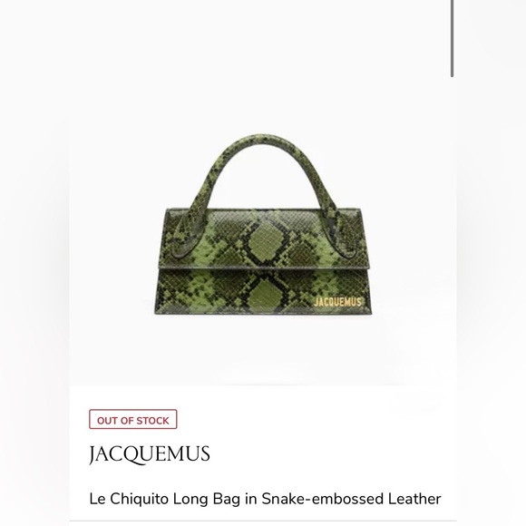 Jacquemus Handbags - Jacquemus Green Snake-Embossed Le Chiquito Long Bag